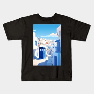 Dr Who Travel Poster Santorini Kids T-Shirt